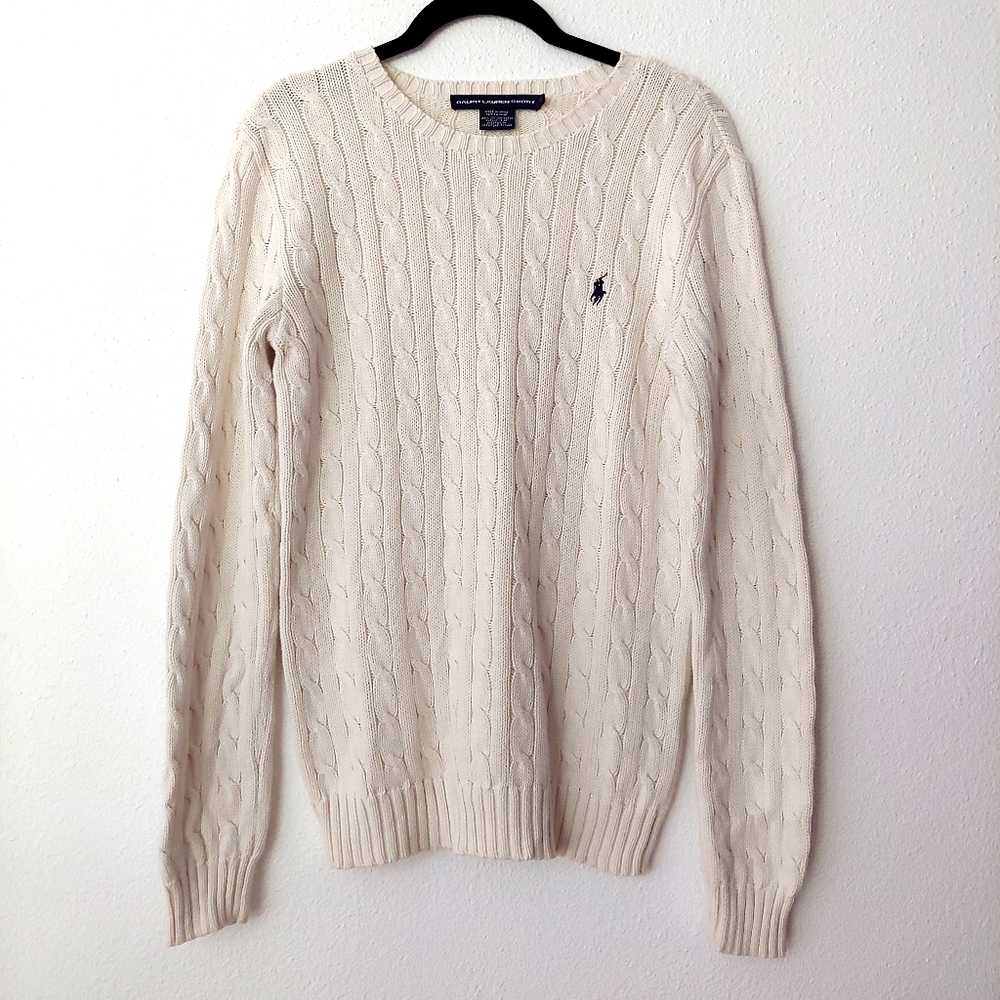 Ralph Lauren Cable Knit Sweater, White/Cream